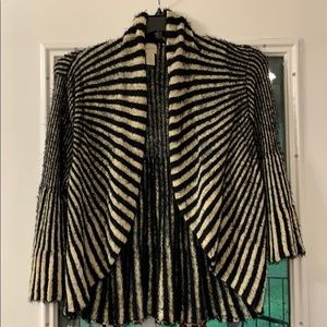 Chico’s Fuzzy Striped Cardigan Fur Open Front